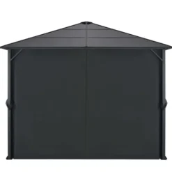 Pavillon med gardin aluminium 3 x 3 m sort - Pavillon - Pavilloner - Home & Living
