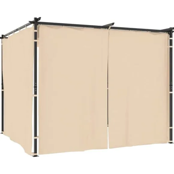 Pavillon med gardiner 3x3 m - Stabil stål konstruktion | Farve: Cremefarvet