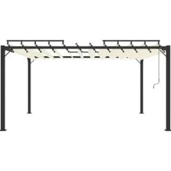 Pavillon med lameltag - Elegante udendørs møbler | Farve: Creme | Størrelse: 3x4 m
