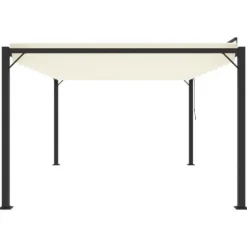 Pavillon med lameltag - Elegante udendørs møbler | Farve: Creme | Størrelse: 3x4 m