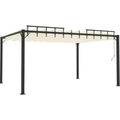 Pavillon med lameltag - Elegante udendørs møbler | Farve: Creme | Størrelse: 3x4 m