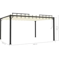 Pavillon med lameltag - Elegante udendørs møbler | Farve: Creme | Størrelse: 3x4 m