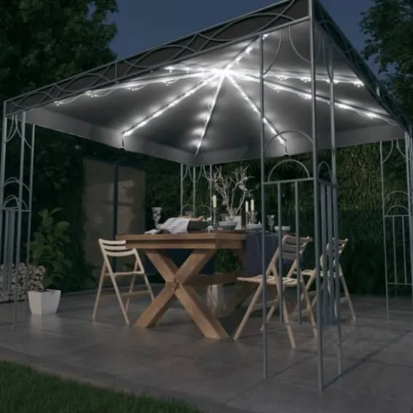 Pavillon med LED-lyskæder – Solbeskyttelse til udendørsbegivenheder | Størrelse: 300x300 cm | Farve: Antracitgrå