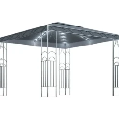 Pavillon med LED-lyskæder – Solbeskyttelse til udendørsbegivenheder | Størrelse: 300x300 cm | Farve: Antracitgrå