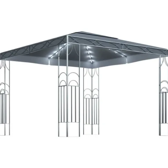 Pavillon med LED-lyskæder – Solbeskyttelse til udendørsbegivenheder | Størrelse: 300x300 cm | Farve: Antracitgrå