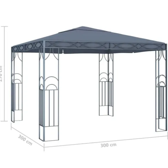 Pavillon med LED-lyskæder – Solbeskyttelse til udendørsbegivenheder | Størrelse: 300x300 cm | Farve: Antracitgrå