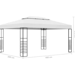 Pavillon med LED-lyskæder - Ideel til udendørs arrangementer | Størrelse: 4x3x2,7 m | Farve: Hvid