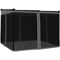 Pavillon med mesh-vægge - 3x3 m stål | Farve: Antracitgrå