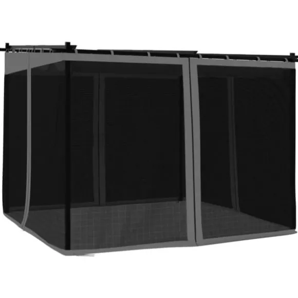 Pavillon med mesh-vægge - 3x3 m stål | Farve: Antracitgrå