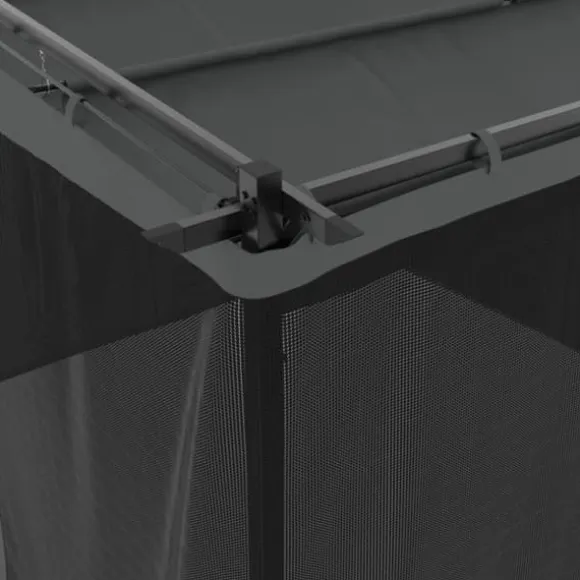 Pavillon med mesh-vægge - 3x3 m stål | Farve: Antracitgrå