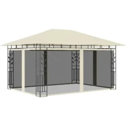 Pavillon med myggenet - Havenytelse | Farve: Creme | Størrelse: 4x3x2,73 m