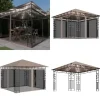 Pavillon med myggenet og LED-lyskæder 3x3x2,73 m gråbrun - Pavillon - Pavilloner - Home & Living