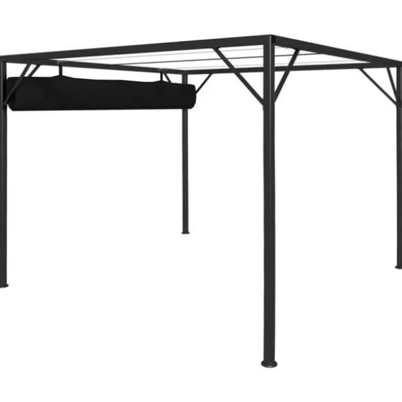 Pavillon med sammenrulleligt tag 3x3 m | Farve: Antracitgrå