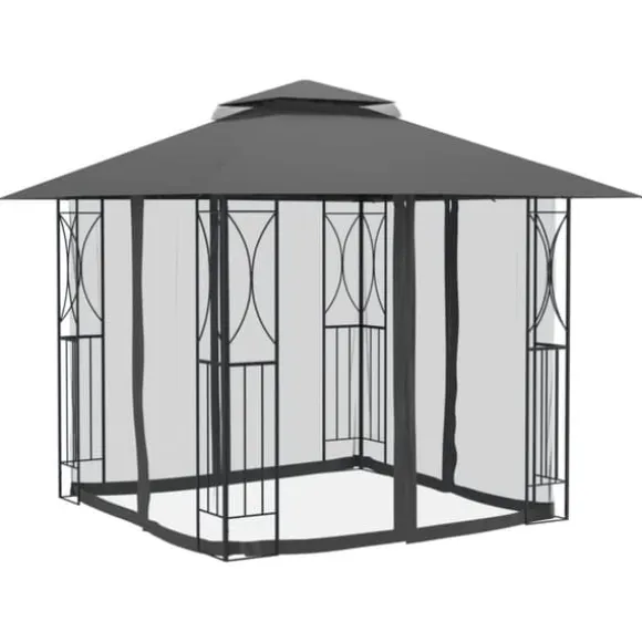 Pavillon med sidevægge 300x300x270 cm stål antracitgrå - Pavillon - Pavilloner - Home & Living