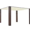 Pavillon med tag i polyrattan - Udendørs skygge og beskyttelse | Farve: Brun/Creme | Størrelse: 300x300x220 cm