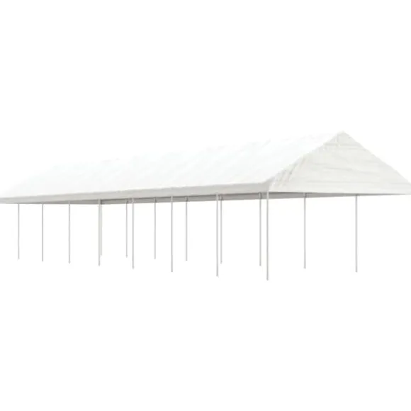 Pavillon med tag 17,84x4,08x3,22 m - UV-resistant polyethylen | Farve: Hvid