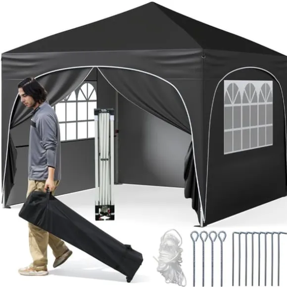 Pavillon telt, 3x3 m, sort