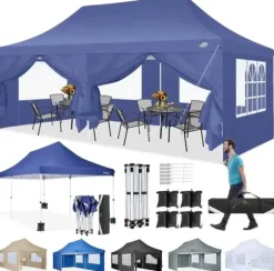 Pavillon, Vandtæt, Justerbar Højde,Marineblå