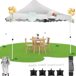 Pavillon, Vandtæt, UV Beskyttelse 50+,3x3m, Hvid