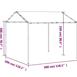 Pavillon 3x3 m i stål og vandafvisende stof | Farve: Antracitgrå