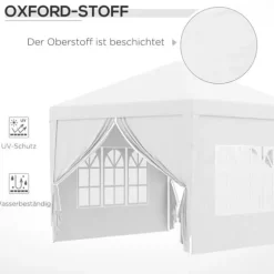 Pavillon 3x3 m med 4 sidevægge & vinduer, UV-beskyttelse, stål/oxford, taske, hvid