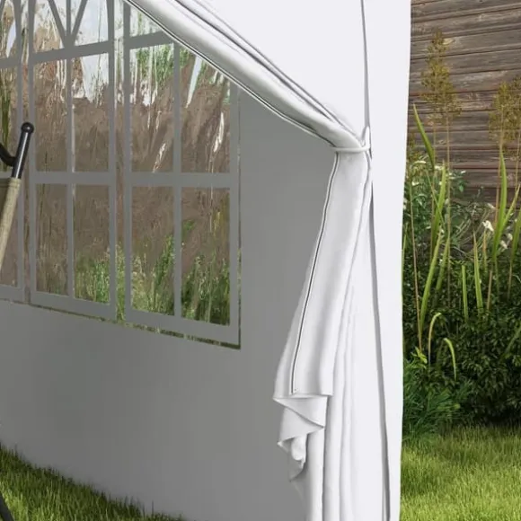 Pavillon 3x3 m med 4 sidevægge & vinduer, UV-beskyttelse, stål/oxford, taske, hvid