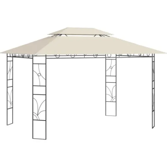 Pavillon 4x3 m med massiv stålkonstruktion - Udendørs telt | Farve: Creme | Størrelse: 4x3x2,7 m