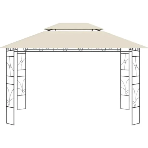 Pavillon 4x3 m med massiv stålkonstruktion - Udendørs telt | Farve: Creme | Størrelse: 4x3x2,7 m