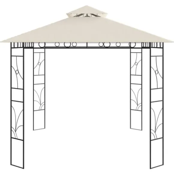 Pavillon 4x3 m med massiv stålkonstruktion - Udendørs telt | Farve: Creme | Størrelse: 4x3x2,7 m
