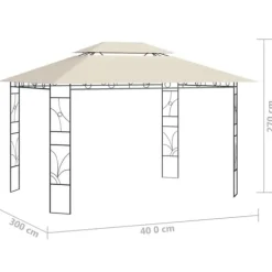 Pavillon 4x3 m med massiv stålkonstruktion - Udendørs telt | Farve: Creme | Størrelse: 4x3x2,7 m