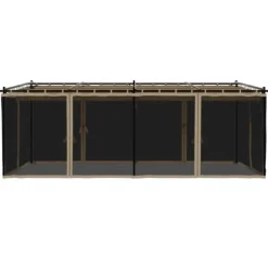 Pavillon 6x3 m med mesh-vægge i stål - Gråbrun | Størrelse: 6x3 m