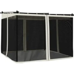 Pavillon 3x3 m med mesh-vægge - Stål | Farve: Cremefarvet