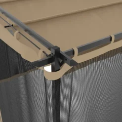Pavillon 4x3 m med mesh-vægge - Stål | Farve: Gråbrun