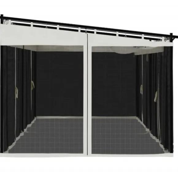 Pavillon 6x3 m med mesh-vægge i stål | Farve: Creme