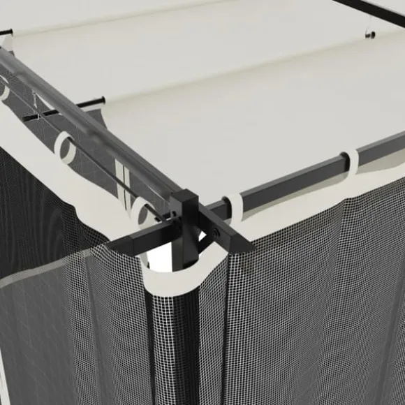 Pavillon 6x3 m med mesh-vægge i stål | Farve: Creme