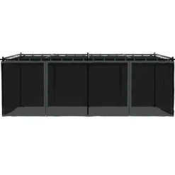 Pavillon 6x3 m med mesh-vægge og stålramme | Farve: Antracitgrå