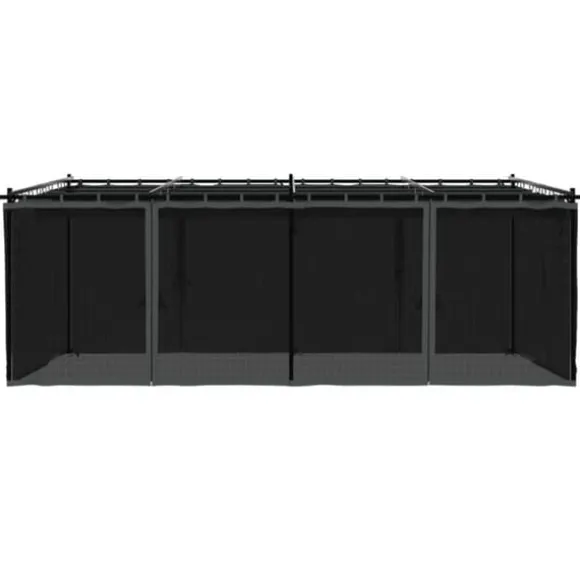 Pavillon 6x3 m med mesh-vægge og stålramme | Farve: Antracitgrå