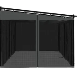 Pavillon 6x3 m med mesh-vægge og stålramme | Farve: Antracitgrå
