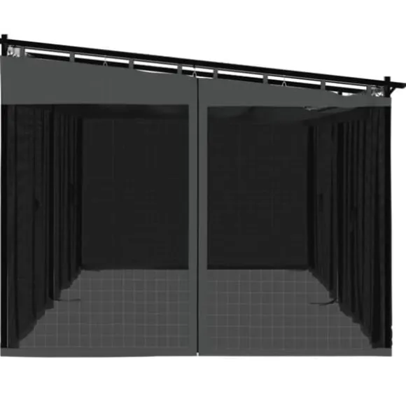 Pavillon 6x3 m med mesh-vægge og stålramme | Farve: Antracitgrå