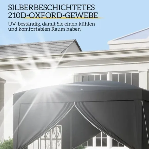 Pavillon 3x3 m, vandafvisende og vinterbestandig pop-up UV-beskyttelse 50+, 4 sidevægge og taske, sort
