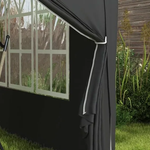 Pavillon 3x3 m, vandafvisende og vinterbestandig pop-up UV-beskyttelse 50+, 4 sidevægge og taske, sort