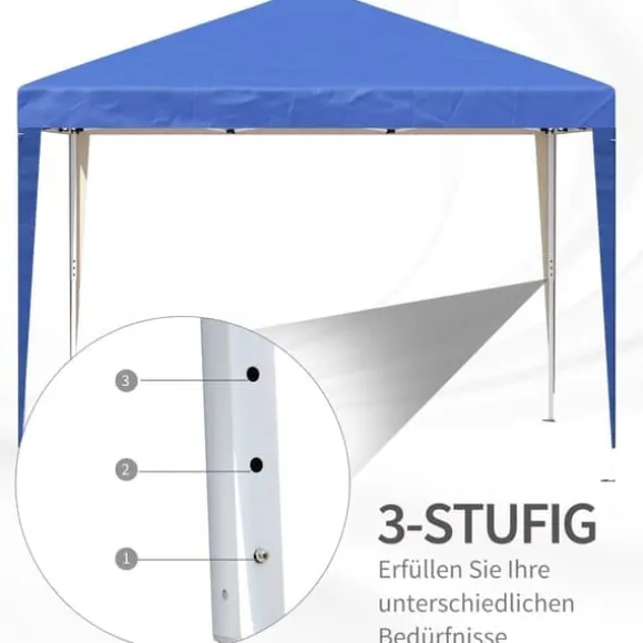 Pavillon 3x3 m, vandtæt og vinterbestandig pop-up med UV-beskyttelse, foldbar, taske, blå