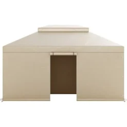 Pavillonovertræk, 3,66x4,87 m, Beige, PE, vejrbestandig opbevaring