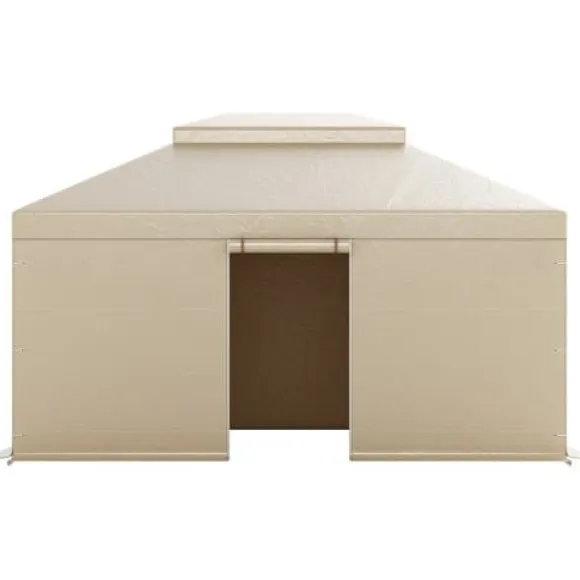 Pavillonovertræk, 3,66x4,87 m, Beige, PE, vejrbestandig opbevaring