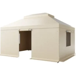 Pavillonovertræk, 3,66x4,87 m, Beige, PE, vejrbestandig opbevaring