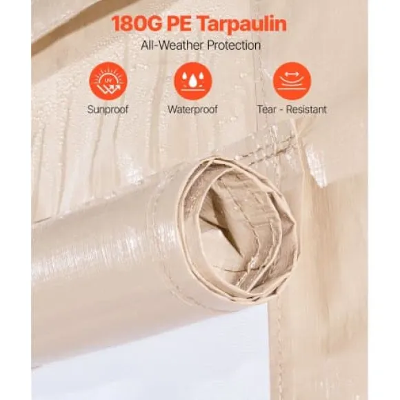 Pavillonovertræk, 3,66x4,87 m, Beige, PE, vejrbestandig opbevaring