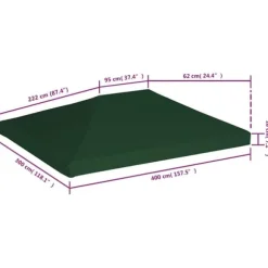Pavillontopdække 310 g/m² - Holdbart og vandresistent | Farve: Grøn | Størrelse: 4 x 3 m