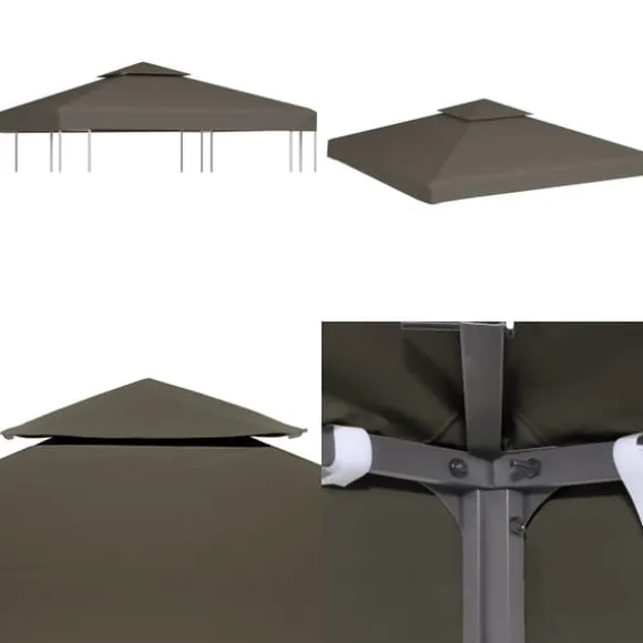 Pavillontopdække i 2 lag 3x3 m 310 g/m² gråbrun - Pavillontopdække - Pavillontopdækker - Home & Living