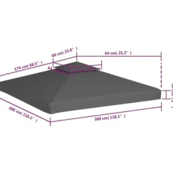 Pavillontopdække i 2 lag 3x3 m 310 g/m² gråbrun - Pavillontopdække - Pavillontopdækker - Home & Living