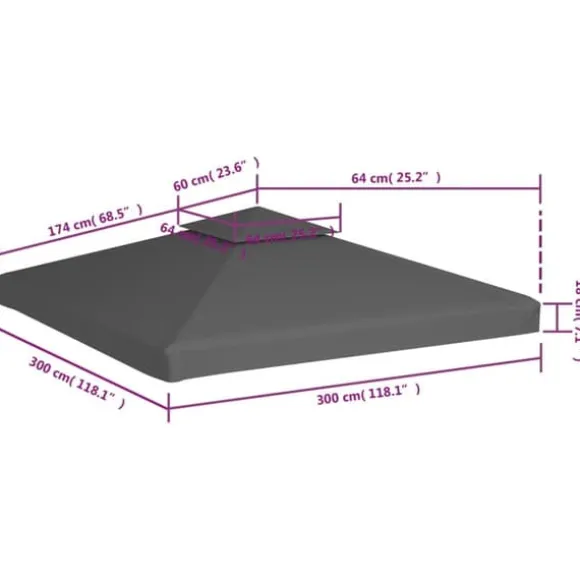 Pavillontopdække i 2 lag 3x3 m 310 g/m² gråbrun - Pavillontopdække - Pavillontopdækker - Home & Living